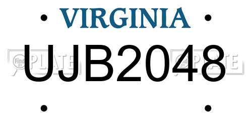 UJB2048 Virginia License Plate