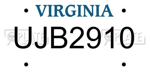 UJB2910 Virginia License Plate