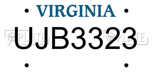UJB3323 Virginia License Plate