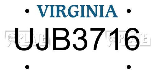 UJB3716 Virginia License Plate