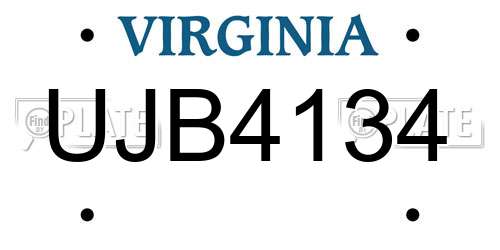 UJB4134 Virginia License Plate