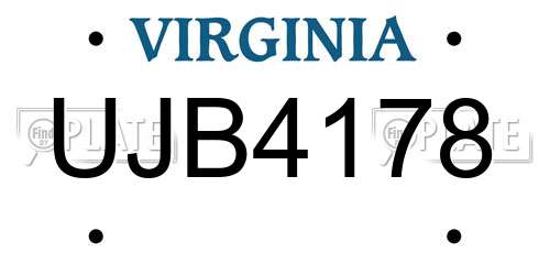 UJB4178 Virginia License Plate