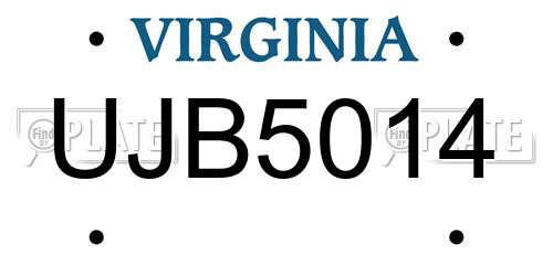 UJB5014 Virginia License Plate