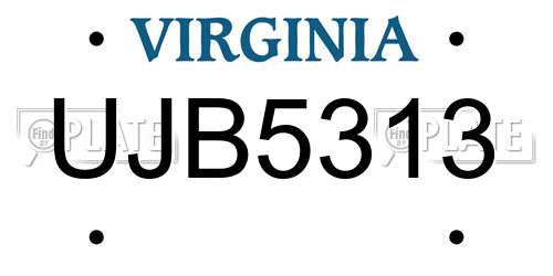 UJB5313 Virginia License Plate