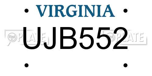 UJB552 Virginia License Plate