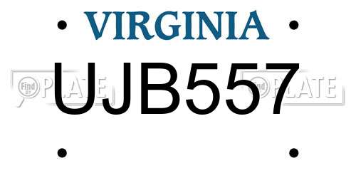 UJB557 Virginia License Plate