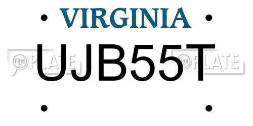 UJB55T Virginia License Plate