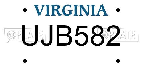 UJB582 Virginia License Plate