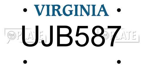 UJB587 Virginia License Plate