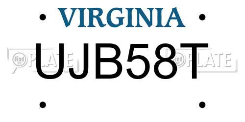 UJB58T Virginia License Plate