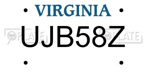 UJB58Z Virginia License Plate
