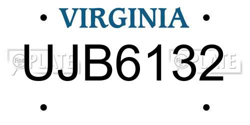 UJB6132 Virginia License Plate