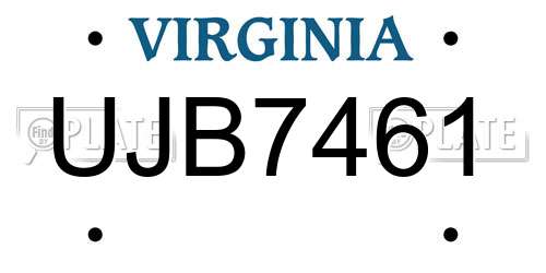 UJB7461 Virginia License Plate