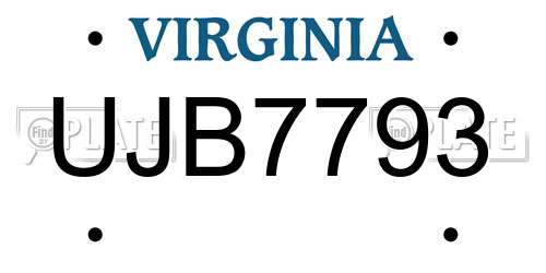 UJB7793 Virginia License Plate