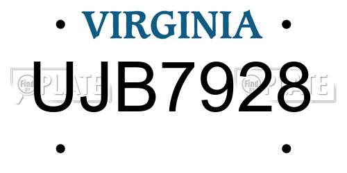 UJB7928 Virginia License Plate