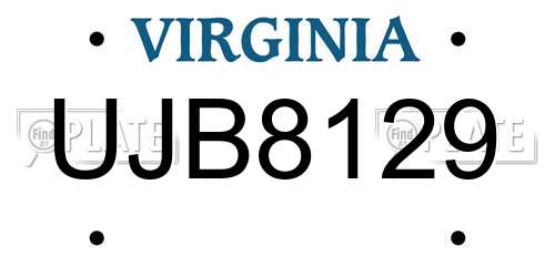 UJB8129 Virginia License Plate