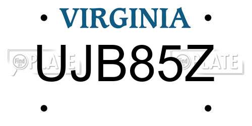 UJB85Z Virginia License Plate