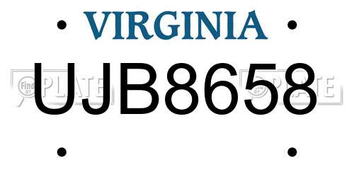 UJB8658 Virginia License Plate