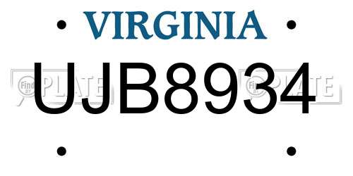 UJB8934 Virginia License Plate