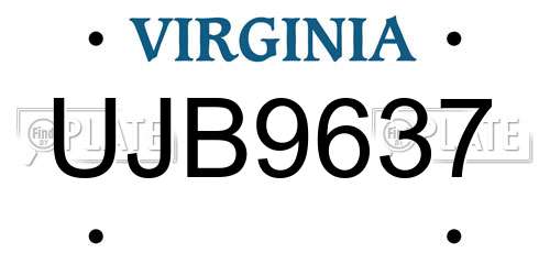 UJB9637 Virginia License Plate