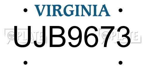 UJB9673 Virginia License Plate