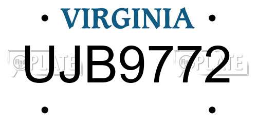 UJB9772 Virginia License Plate