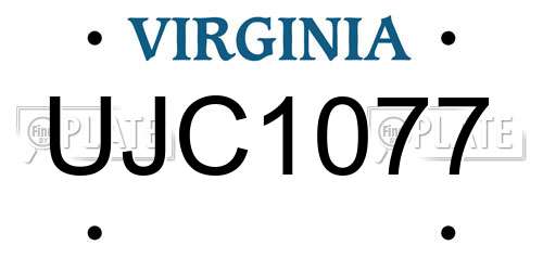 UJC1077 Virginia License Plate