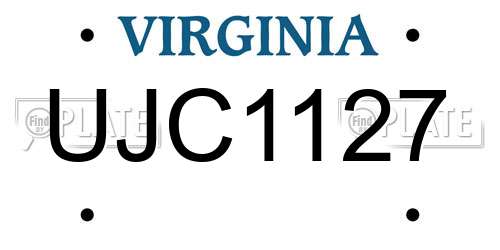 UJC1127 Virginia License Plate