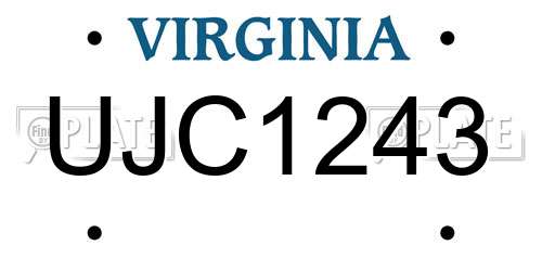 UJC1243 Virginia License Plate