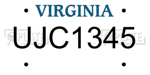 UJC1345 Virginia License Plate