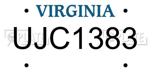 UJC1383 Virginia License Plate