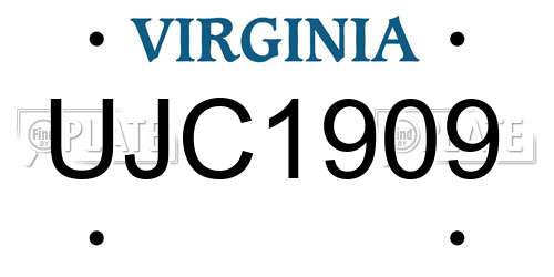 UJC1909 Virginia License Plate