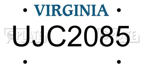 UJC2085 Virginia License Plate