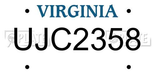 UJC2358 Virginia License Plate
