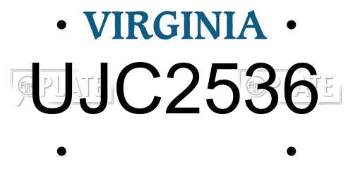 UJC2536 Virginia License Plate