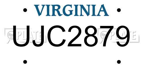 UJC2879 Virginia License Plate