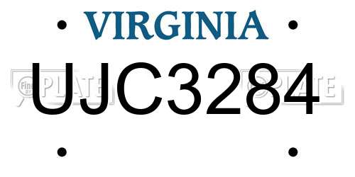 UJC3284 Virginia License Plate