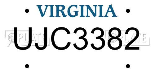 UJC3382 Virginia License Plate