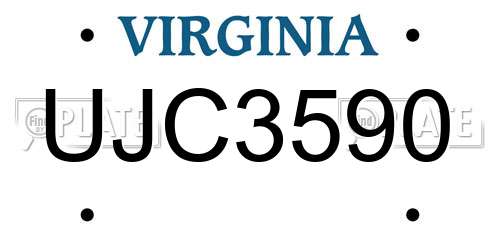 UJC3590 Virginia License Plate