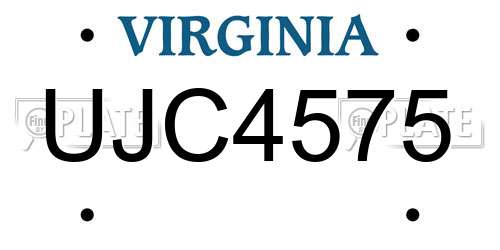 UJC4575 Virginia License Plate