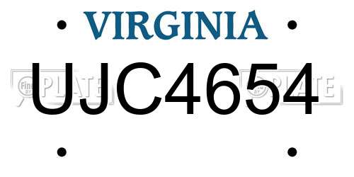 UJC4654 Virginia License Plate