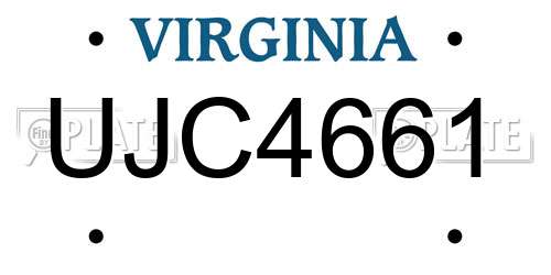 UJC4661 Virginia License Plate