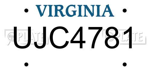 UJC4781 Virginia License Plate