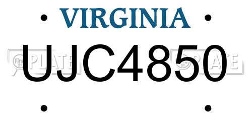 UJC4850 Virginia License Plate