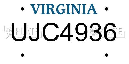 UJC4936 Virginia License Plate