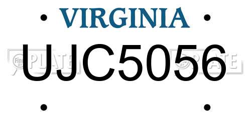 UJC5056 Virginia License Plate