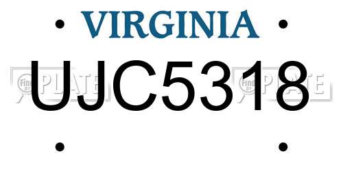 UJC5318 Virginia License Plate