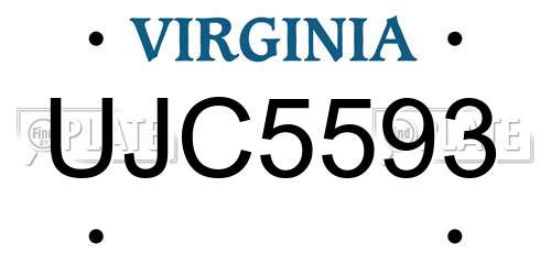 UJC5593 Virginia License Plate