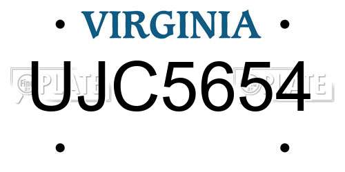 UJC5654 Virginia License Plate