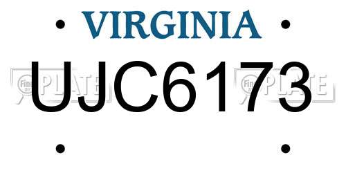 UJC6173 Virginia License Plate